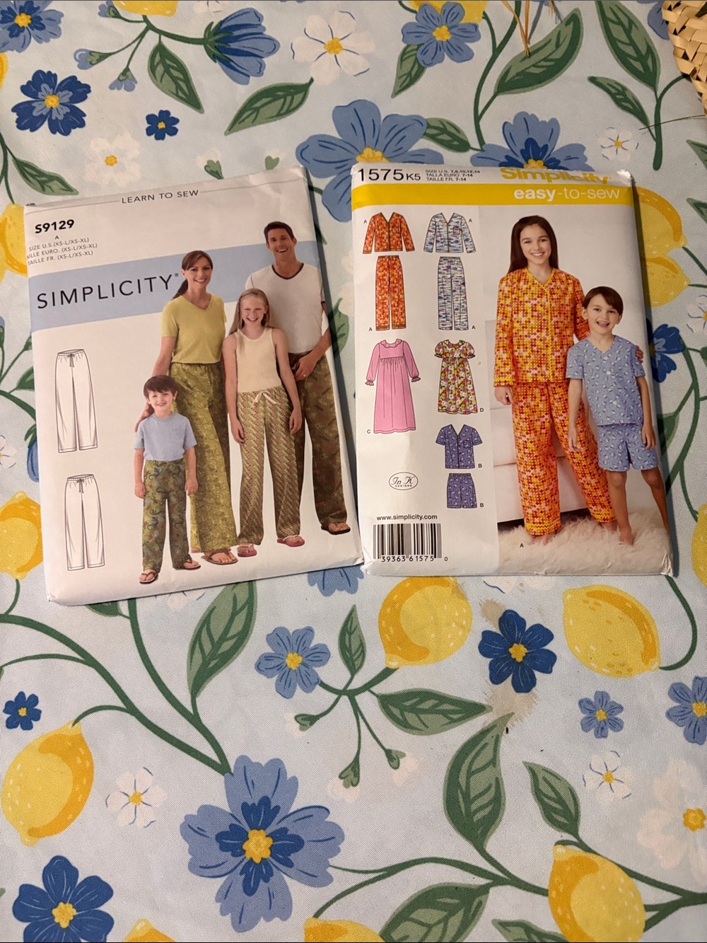 Simplicity Pajama Pattern s9129 and 1575 K5
